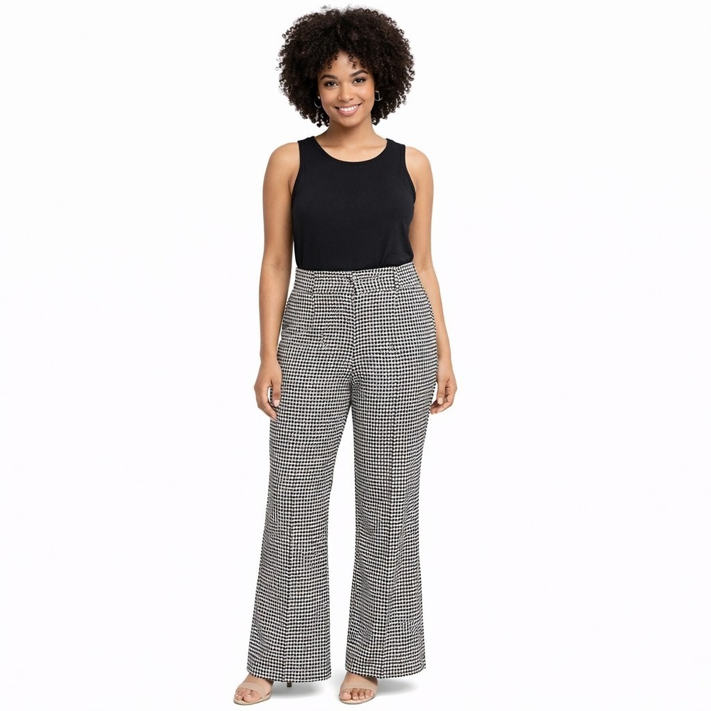MAX STUDIO Size Small Elastic Pull On Knit Houndstooth‎ Flare Leg Office Pants